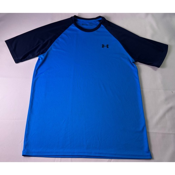 Under Armour Mens HeatGear Loose Fit Short Sleeve Raglan T-Shirt Blue - Picture 1 of 7